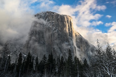 YOSEMITE, CA - FEBRUARY 22: A view of El Capitan as snow covered Yosemite National Park in California...