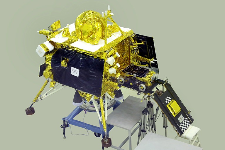 The lunar lander and rover of the Chandrayaan-3 mission.