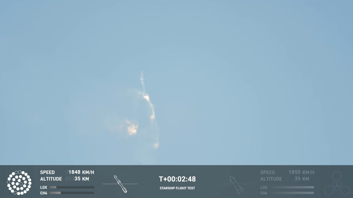 SpaceX Starship test flight phase separation